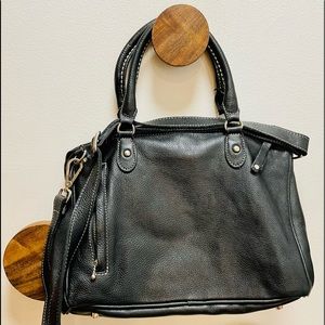 Roots black leather crossbody bag